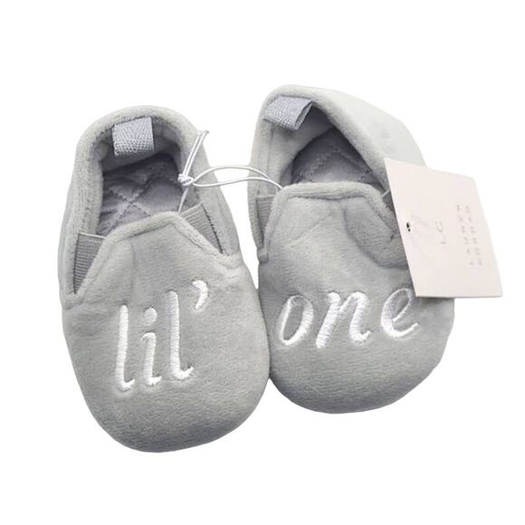 NWOT Lauren Conrad Infant Baby Gray Velour Bow Mini Slippers Size 3 9–12 Months - Picture 5 of 5